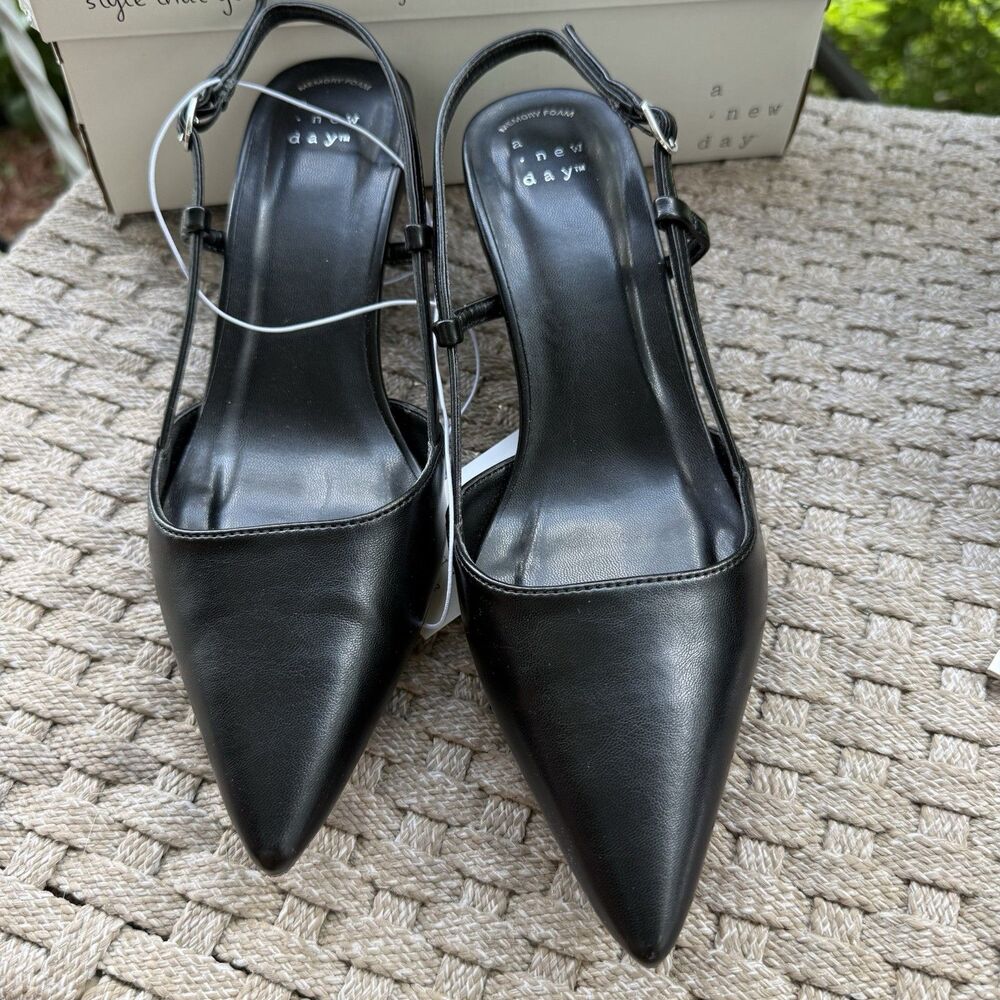Women’s Annette Slingback Heels - A New Day Black 7.5 - Picture 8 of 12